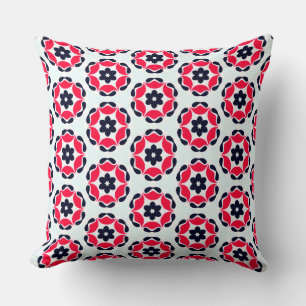 Pink and Black Floral Pattern Outdoor Throw Pillow