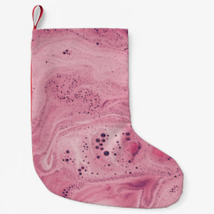 Pink and black floral textile small christmas stocking