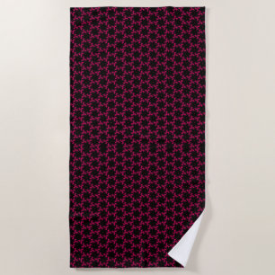 Pink and Black Flower Cluster Beach Towel