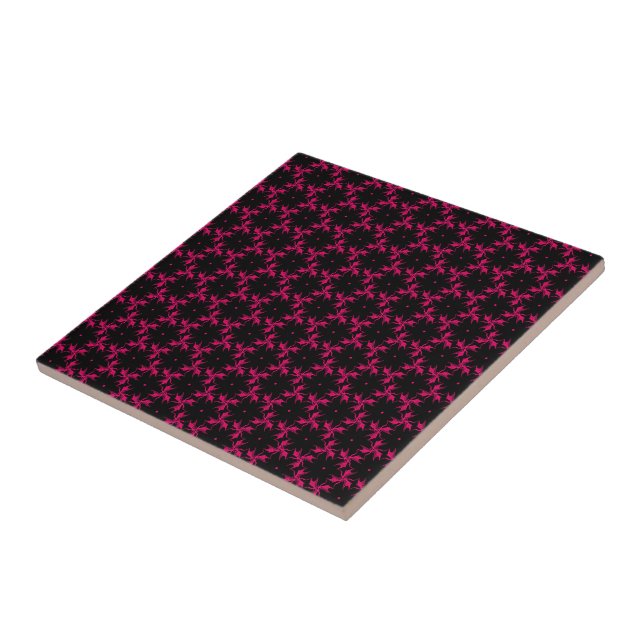 Pink and Black Flower Cluster Ceramic Tile (Side)