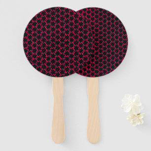 Pink and Black Flower Cluster Hand Fan