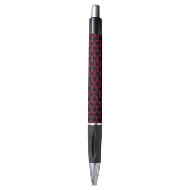 Pink and Black Flower Cluster Pen (Front Vertical)