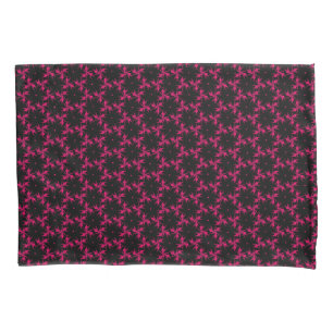 Pink and Black Flower Cluster Pillowcase