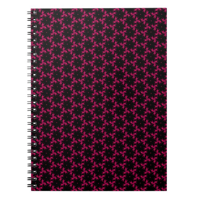 Pink and Black Flower Cluster Spiral Notebook (Front)