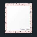 Pink and Black Flower Drawing Pattern Name Notepad<br><div class="desc">A pretty pattern of flowers in pink,  black,  and white,  personalised with your name. Please contact me with any questions or requests.</div>
