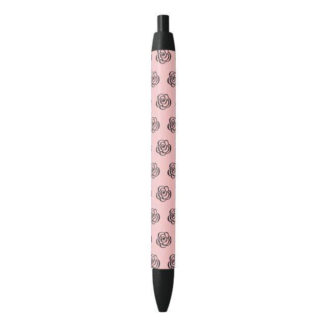 Pink and Black Flower Pattern Pen (Front Vertical)