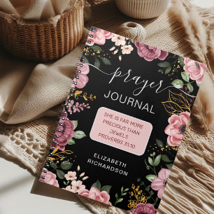 Pink and black flower Proverbs 31 prayer notebook