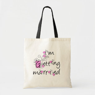 Pink and Black Flowers Bride Tshirts and Gifts Tote Bag