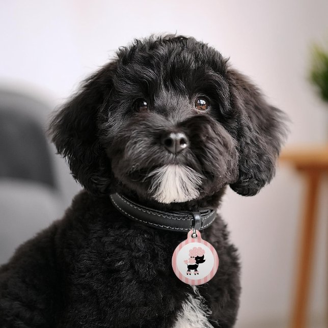 Pink and Black French Poodle Pet Tag (Creator Uploaded)