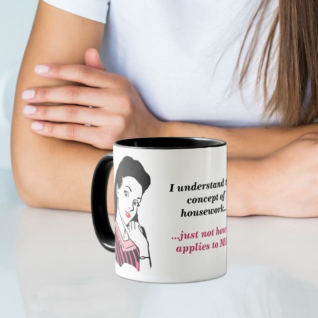 Pink and Black Funny Housework Concept Mug (Creator Uploaded)