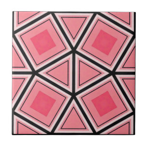 Pink and Black Geometric Ceramic Tile