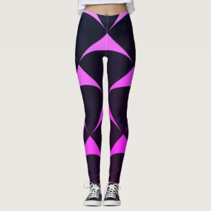 Pink and Black Geometric Miami Pattern Leggings