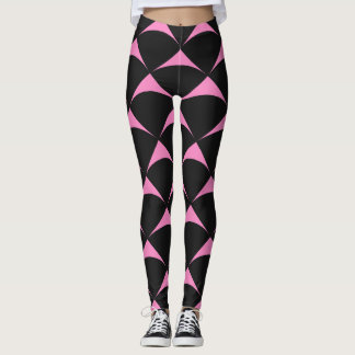 Pink and Black Geometric Seamless Pattern Leggings