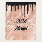 Pink and Black Glitter Drips Planner 2023