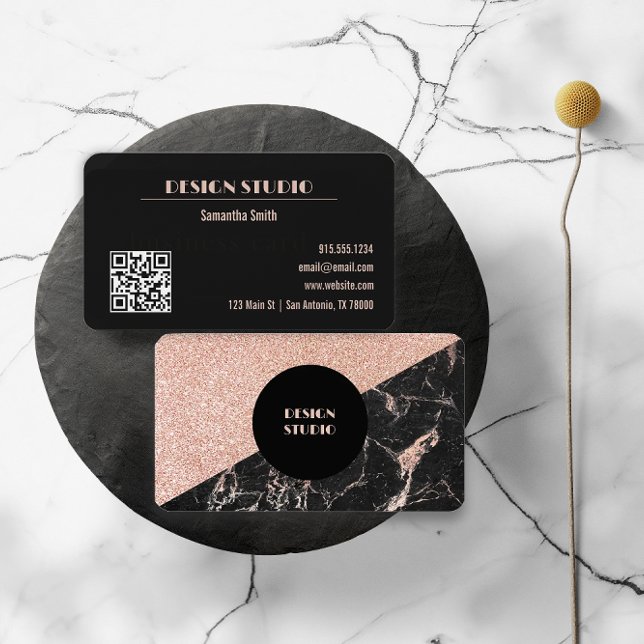 Pink and Black Glitter Glam Business Card (Creator Uploaded)