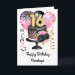 Pink and Black Gold 16th Birthday Card<br><div class="desc">Personalised gold,  pink and black birthday cake 16th birthday card for her. The front can be easily personalised with her name as well as the inside card message. This beautiful pink and black 16th birthday card would make a wonderful keepsake for her.</div>