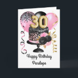 Pink and Black Gold 30th Birthday Card<br><div class="desc">Personalised gold,  pink and black birthday cake 30th birthday card for her. The front can be easily personalised with her name as well as the inside card message. This beautiful pink and black 30th birthday card would make a wonderful keepsake for her.</div>