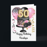 Pink and Black Gold 50th Birthday Card<br><div class="desc">Personalised gold,  pink,  black 50th birthday cake card for her. The front can be easily personalised with her name as well as the inside card message. This beautiful pink and black 50th birthday card would make a wonderful keepsake for her.</div>