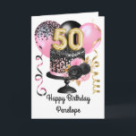 Pink and Black Gold 50th Birthday Card<br><div class="desc">Personalised gold,  pink,  black 50th birthday cake card for her. The front can be easily personalised with her name as well as the inside card message. This beautiful pink and black 50th birthday card would make a wonderful keepsake for her.</div>