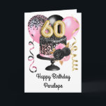 Pink and Black Gold 60th Birthday Card<br><div class="desc">Personalised gold,  pink,  black 60th birthday cake card for her. The front can be easily personalised with her name as well as the inside card message. This beautiful pink and black 60th birthday card would make a wonderful keepsake for her.</div>