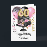 Pink and Black Gold 60th Birthday Card<br><div class="desc">Personalised gold,  pink,  black 60th birthday cake card for her. The front can be easily personalised with her name as well as the inside card message. This beautiful pink and black 60th birthday card would make a wonderful keepsake for her.</div>