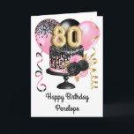 Pink and Black Gold 80th Birthday Card<br><div class="desc">Personalised gold,  pink and black birthday cake 80th birthday card for her. The front can be easily personalised with her name as well as the inside card message. This beautiful pink and black 80th birthday card would make a wonderful keepsake for her.</div>