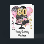 Pink and Black Gold 80th Birthday Card<br><div class="desc">Personalised gold,  pink and black birthday cake 80th birthday card for her. The front can be easily personalised with her name as well as the inside card message. This beautiful pink and black 80th birthday card would make a wonderful keepsake for her.</div>