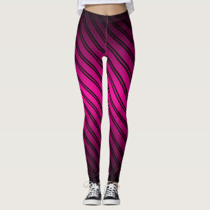 Pink and Black Gradient w/Black Stripes Leggings