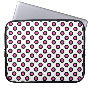 pink and black graphic circle polka dots. laptop sleeve