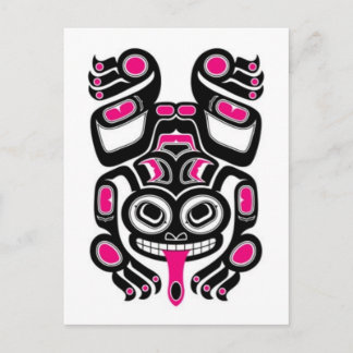 Pink and Black Haida Spirit Tree Frog Postcard