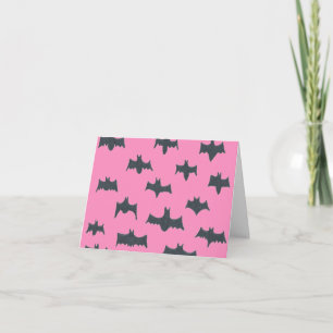 Pink and Black Halloween Bats Folded Greeting Card