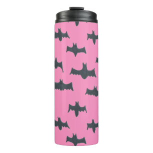 Pink and Black Halloween Bats Thermal Tumbler