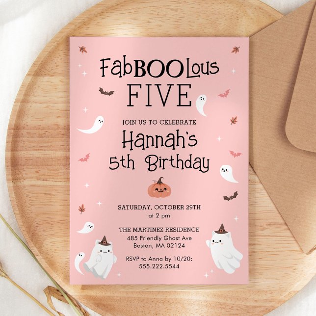 Pink and Black Halloween Birthday Party Invitation (Creator Uploaded)