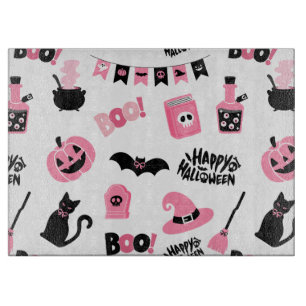 Pink and Black Halloween Cutting Board