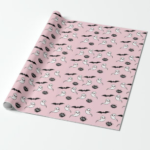 Pink and Black Halloween Wrapping Paper