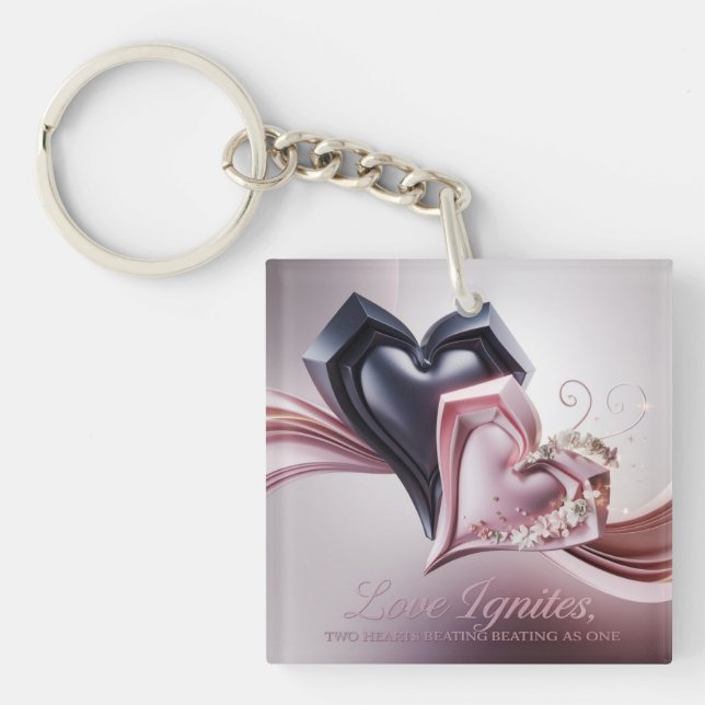 Pink and Black Heart Keychain (Front)