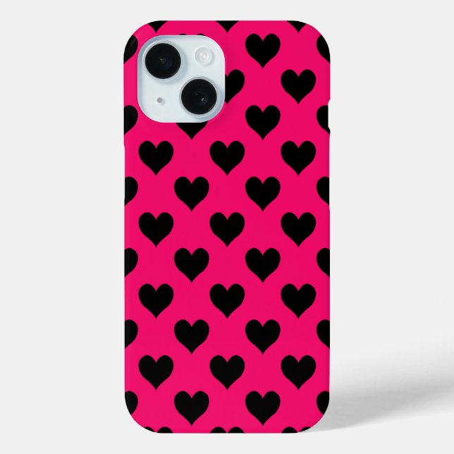Pink and Black Heart Pattern Case-Mate iPhone Case (Back)