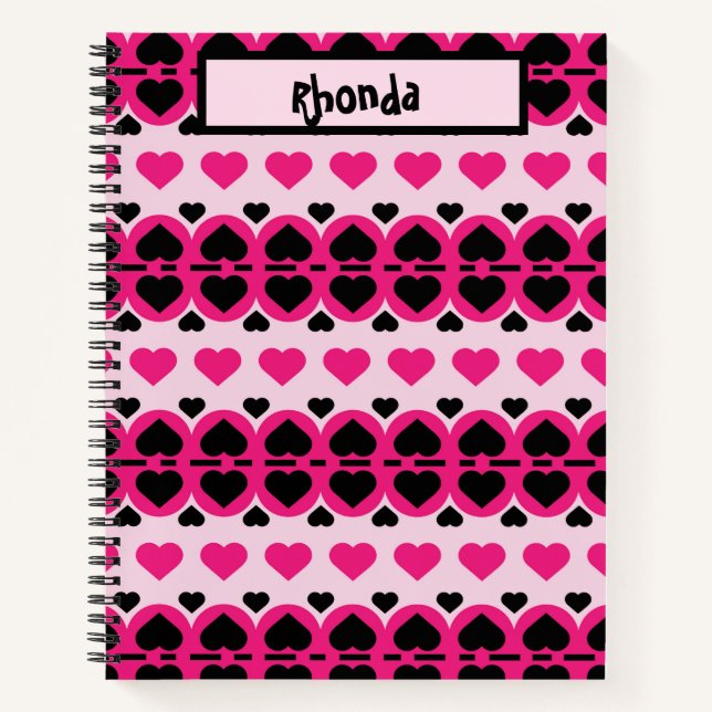 Pink and Black Hearts Notebook (Front)