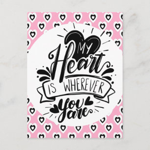 Pink and Black Hearts Quote Valentines Day Postcard