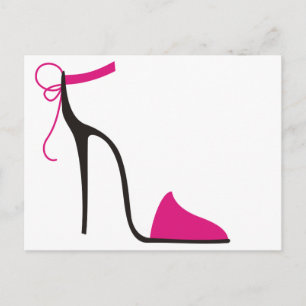 Pink and Black High Heel Shoe Strappy Postcard