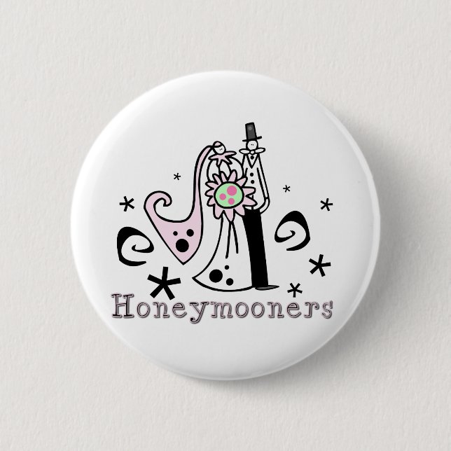 Pink and Black Honeymooners 6 Cm Round Badge (Front)