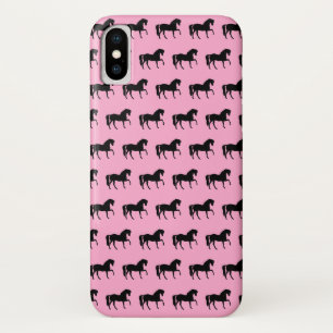 Pink and Black Horse Scarf iPhone X Case