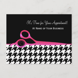 Pink and Black Houndstooth Salon Appointment Postcard