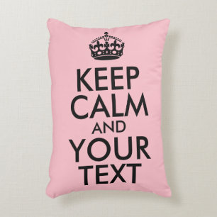 Pink and Black Keep Calm and Your Text Decorative Cushion