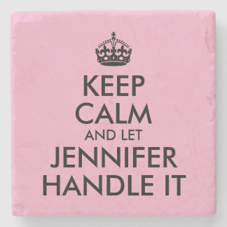 Pink and Black Keep Calm Funny Parody Stone Coaster