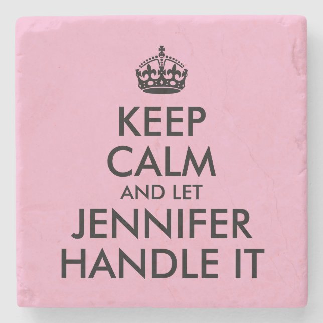 Pink and Black Keep Calm Funny Parody Stone Coaster (Front)
