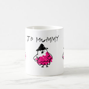 Pink and black kids crayon chick drawing coffee mug