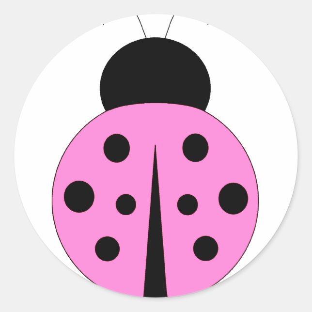 Pink and Black Ladybug Classic Round Sticker (Front)