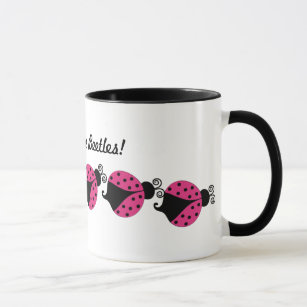 Pink and Black Ladybug Coffee Mug