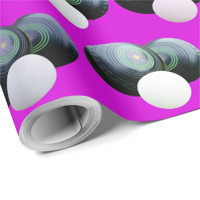 Pink And Black Lawn Bowls Pattern, Wrapping Paper (Roll Corner)